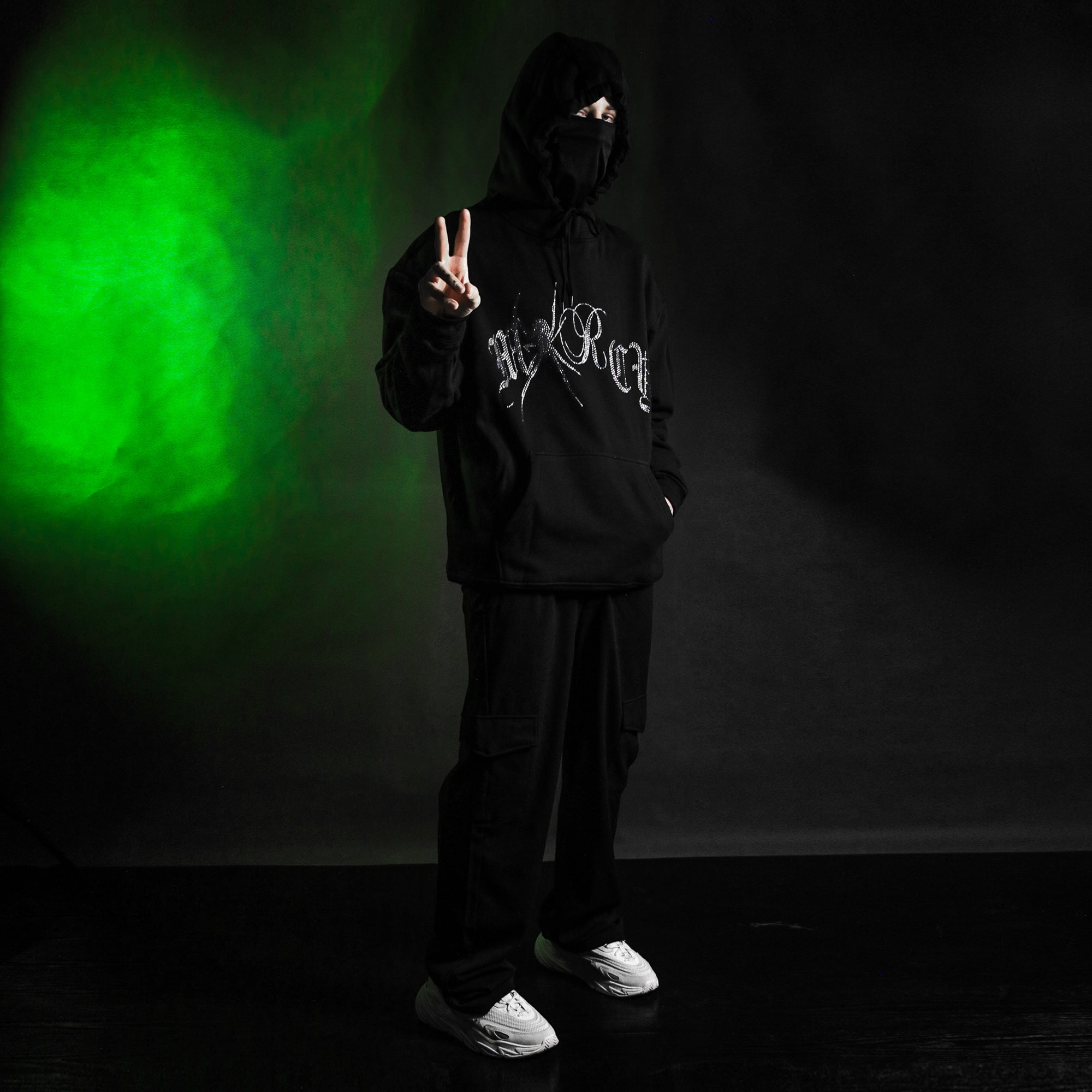 Sp5der Rhinestone Logo Hoodie Black (S)